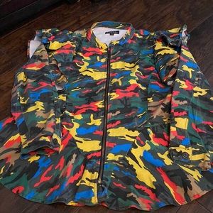 Colorful Army Fatigue Products Peplum Jacket